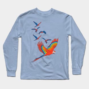 Scarlet Macaw in Flight Long Sleeve T-Shirt